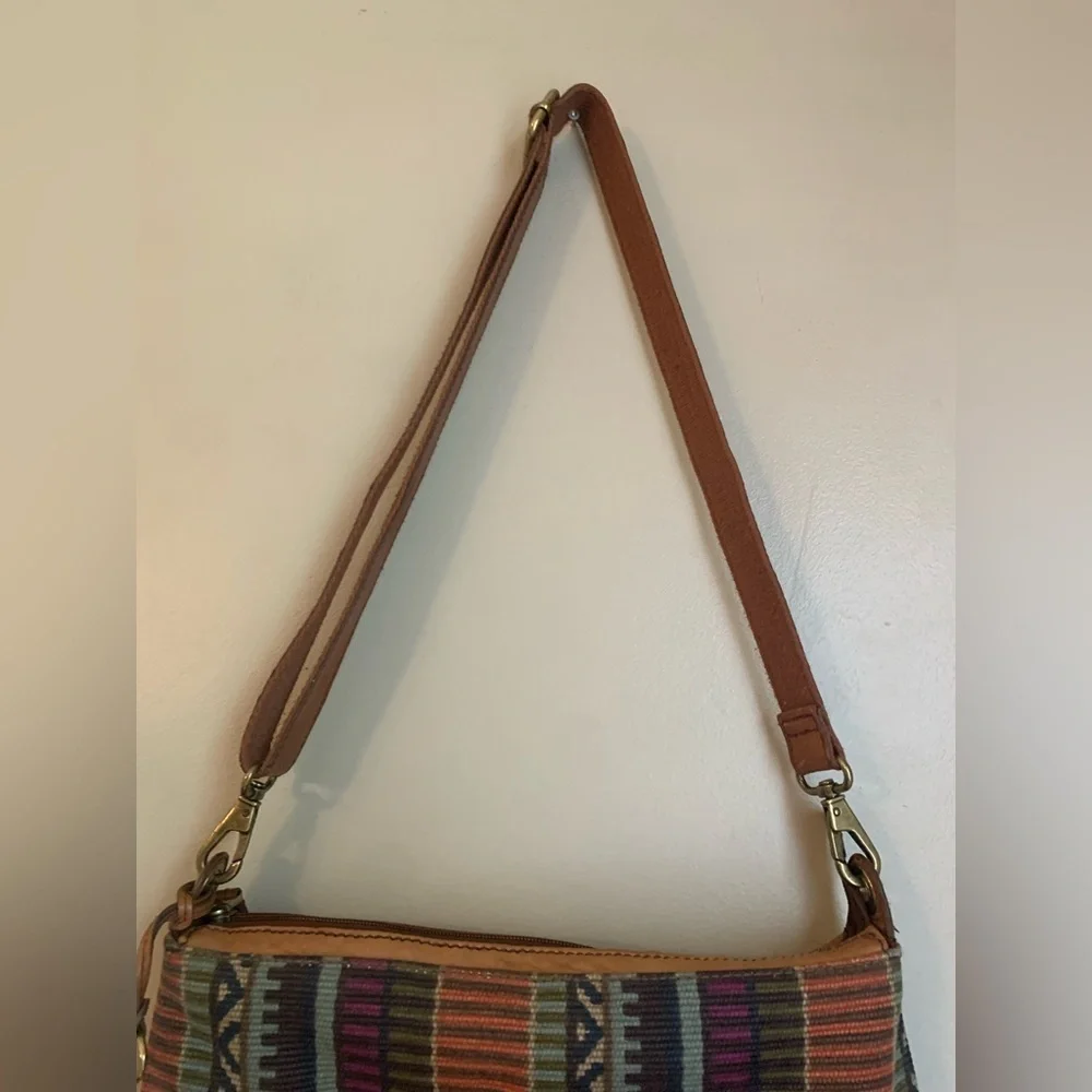 Fossil weaved leather boho bohemian crossbody southwestern grunge festival vtg